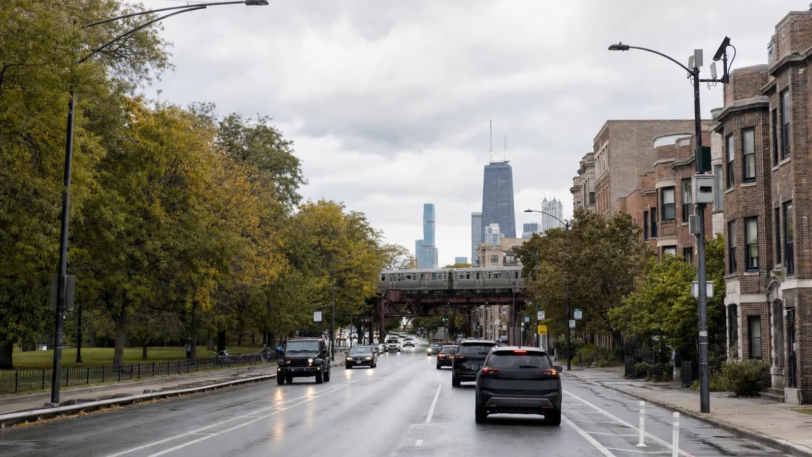Road and speed-camera scene in Chicago