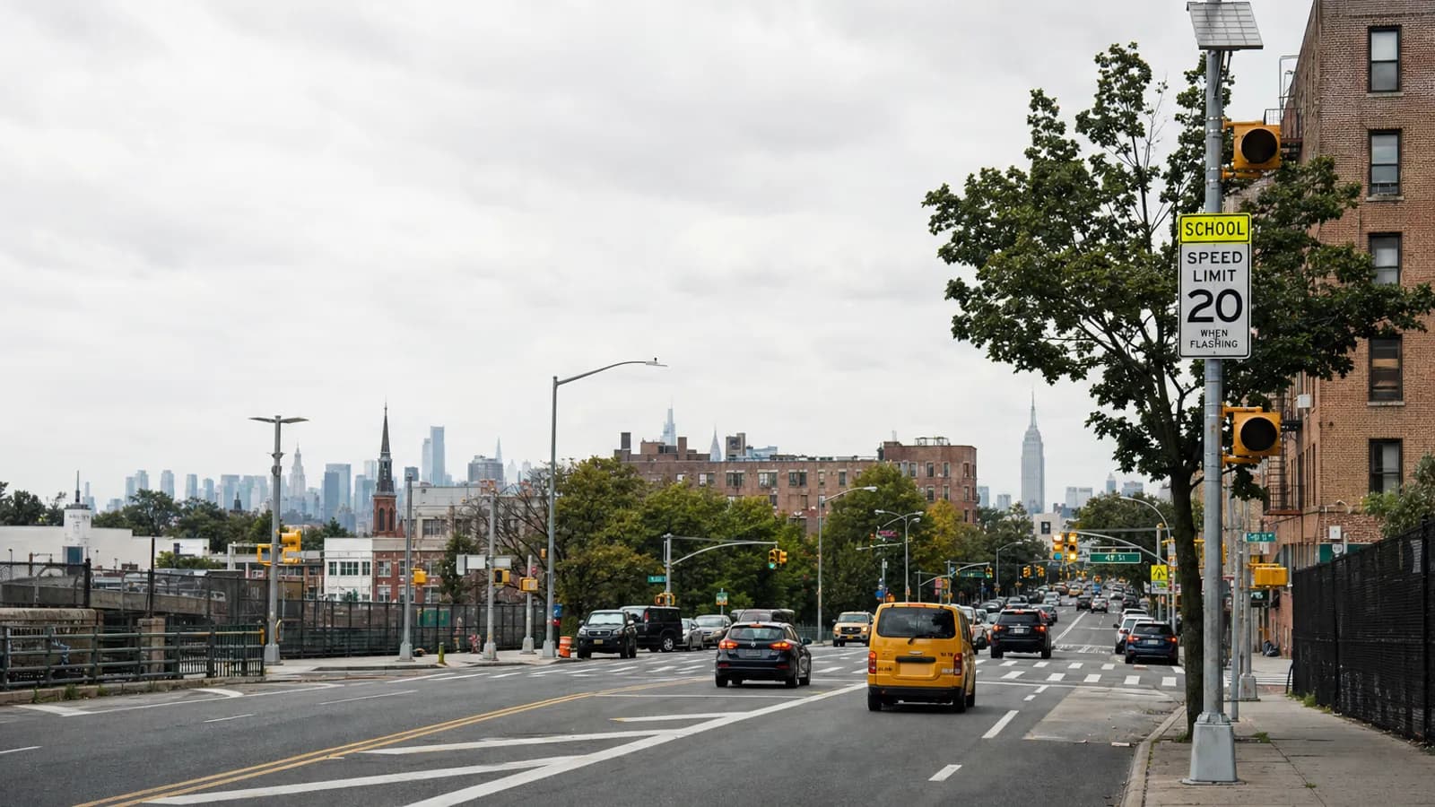 Road and speed-camera scene in New York City